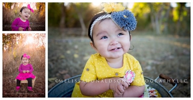 happy one year old baby girl photography