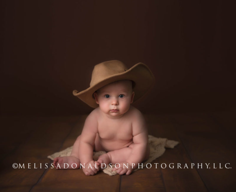 baby photography little cowboy six months old